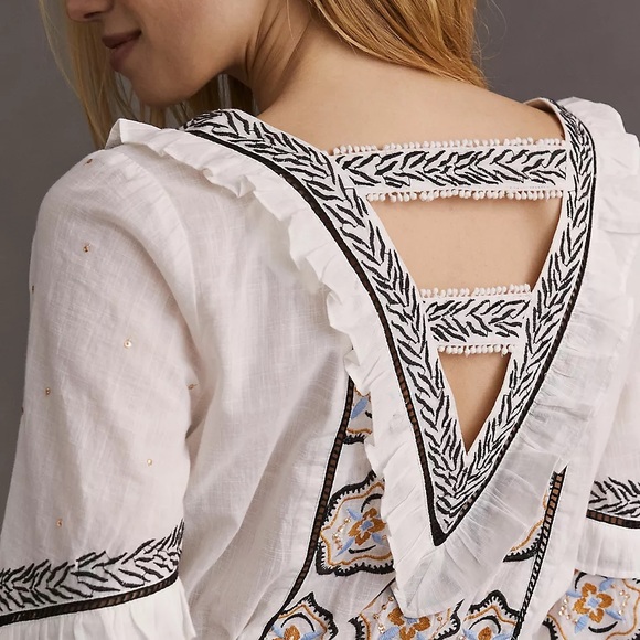 Anthropologie Sequined Embroidered Blouse size 6 - Picture 3 of 16